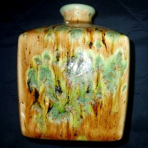Artistic Ceramic Vase with Green and Brown Glaze